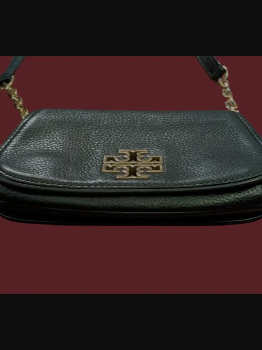 Tory Burch Mini Britten Black Leather Gold Hardware Crossbody 20cm X 2cm X 14cm